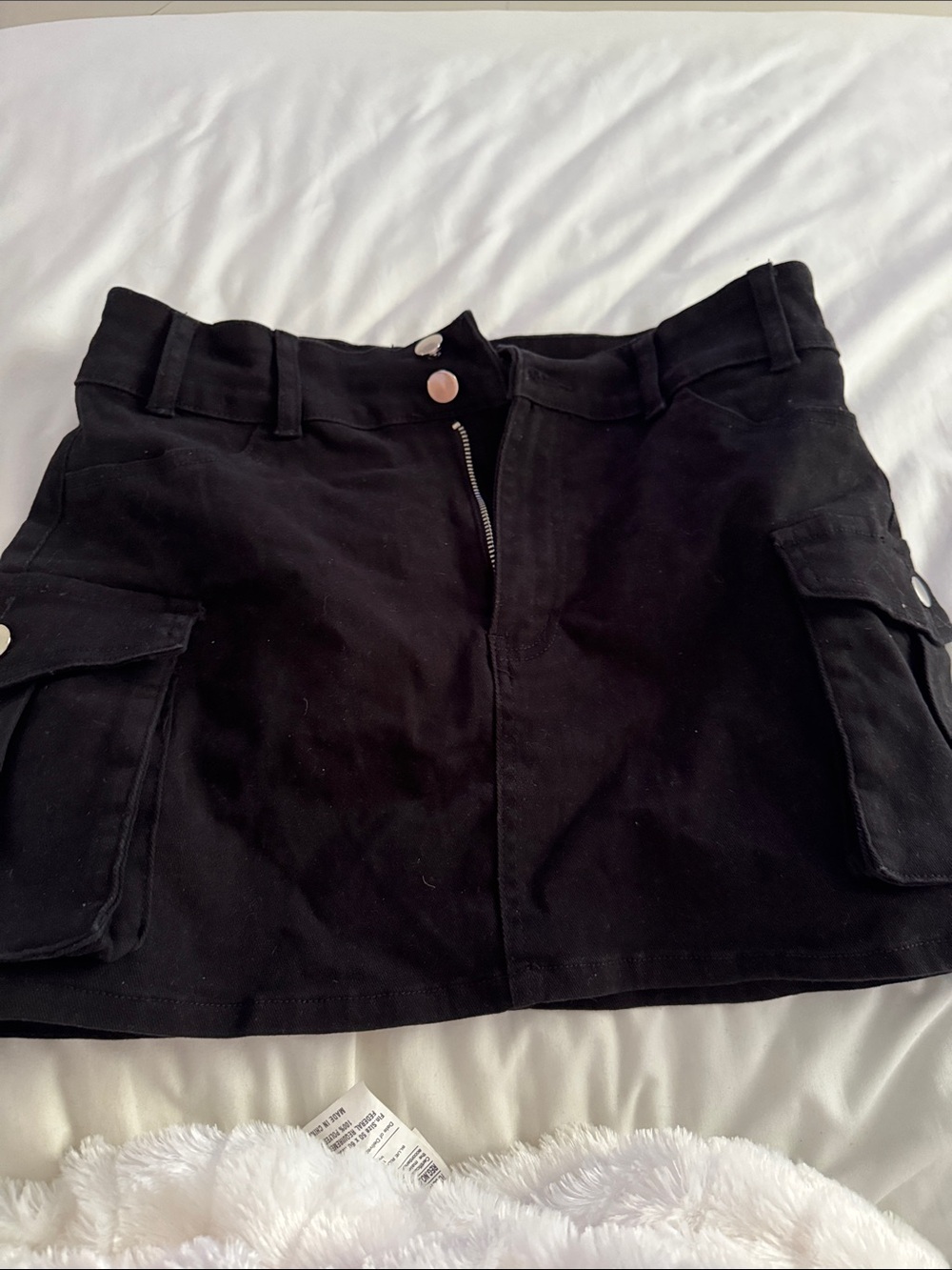 Black Cargo Mini Skirt with Front Zip NEW WITH TAGS